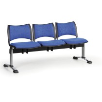 Čalúnená lavica do čakární SMART, 3-sedadlo, modrá, chrómované nohy