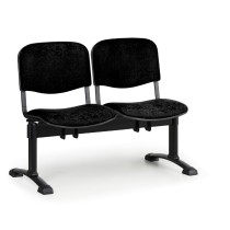 Čalúnená lavica do čakární VIVA, 2-sedadlo, čierna, čierne nohy
