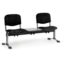 Čalúnená lavica do čakární VIVA, 2-sedadlo, so stolíkom, čierna, chrómované nohy