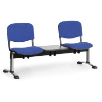Čalúnená lavica do čakární VIVA, 2-sedadlo, so stolíkom, modrá, chrómované nohy