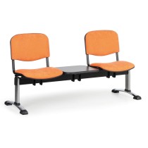 Čalúnená lavica do čakární VIVA, 2-sedadlo, so stolíkom, oranžová, chrómované nohy