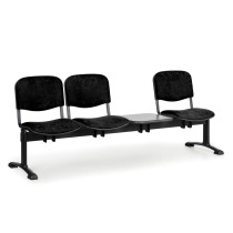 Čalúnená lavica do čakární VIVA, 3-sedadlo, so stolíkom, čierna, čierne nohy