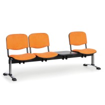 Čalúnená lavica do čakární VIVA, 3-sedadlo, so stolíkom, chrómované nohy