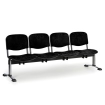 Čalúnená lavica do čakární VIVA, 4-sedadlo, čierna, chrómované nohy