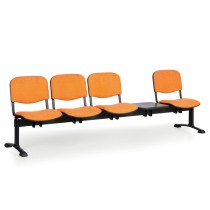 Čalúnená lavica do čakární VIVA, 4-sedadlo, so stolíkom, oranžová, čierne nohy