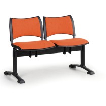 Čalúnené lavice do čakární SMART, 2-sedadlo, oranžová, čierne nohy
