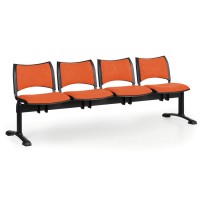 Čalúnené lavice do čakární SMART, 4-sedadlo, oranžová, čierne nohy