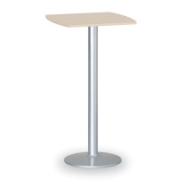 Cocktailtisch, Partytisch OLYMPO II, 66x66 cm, verchromtes Fußgestell, Platte Birke