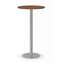 Cocktailtisch, Partytisch OLYMPO II, Durchmesser 60 cm, graues Fußgestell, Platte Nussbaum