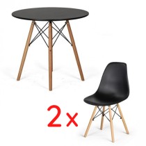 Designový jídelní stůl BELLEZA, černý + 2x jídelní židle SANDY, černá