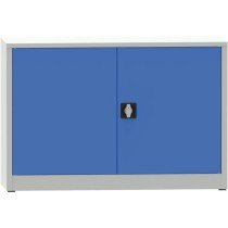 Dielenská policová skriňa na náradie KOVONA JUMBO, 1 polica, zváraná, 800 x 1200 x 600 mm, sivá / modrá