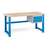 Dielenský stôl KOVONA, 2 zásuvky na náradie, buková škárovka, pevné nohy, 1700 mm