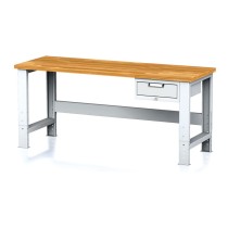 Dielenský stôl MECHANIC, 2000x700x700-1055 mm, nastaviteľné podnožie, 1x zásuvkový kontejner, 1 zásuvka, sivá