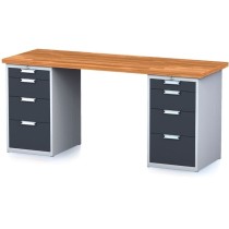 Dielenský stôl MECHANIC I s 2 zásuvkovými dielenskými boxami na náradie namiesto nôh, 8 zásuviek, 2000 x 700 x 880 mm, antracitové dvere