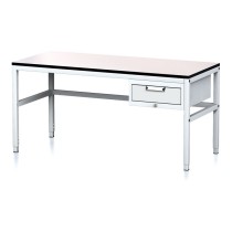 Dielenský stôl MECHANIC II, 1600x700x745-985 mm, 1 zásuvkový kontajner, sivá/sivá