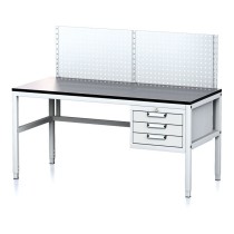 Dielenský stôl MECHANIC II s perfopanelom, 1600x700x745-985 mm, 3 zásuvkový kontajner