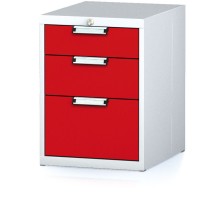 Dielenský zásuvkový box na náradie MECHANIC, 3 zásuvky, 480 x 600 x 662 mm, červené dvere