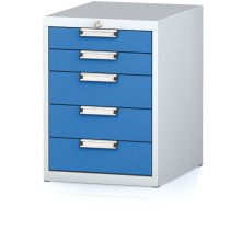 Dílenský zásuvkový box na nářadí MECHANIC, 5 zásuvek, 480 x 600 x 662 mm, modré dveře
