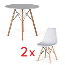 Dizajnový jedálenský stôl BELLEZA biely + 2x jedálenská stolička SANDY, biela