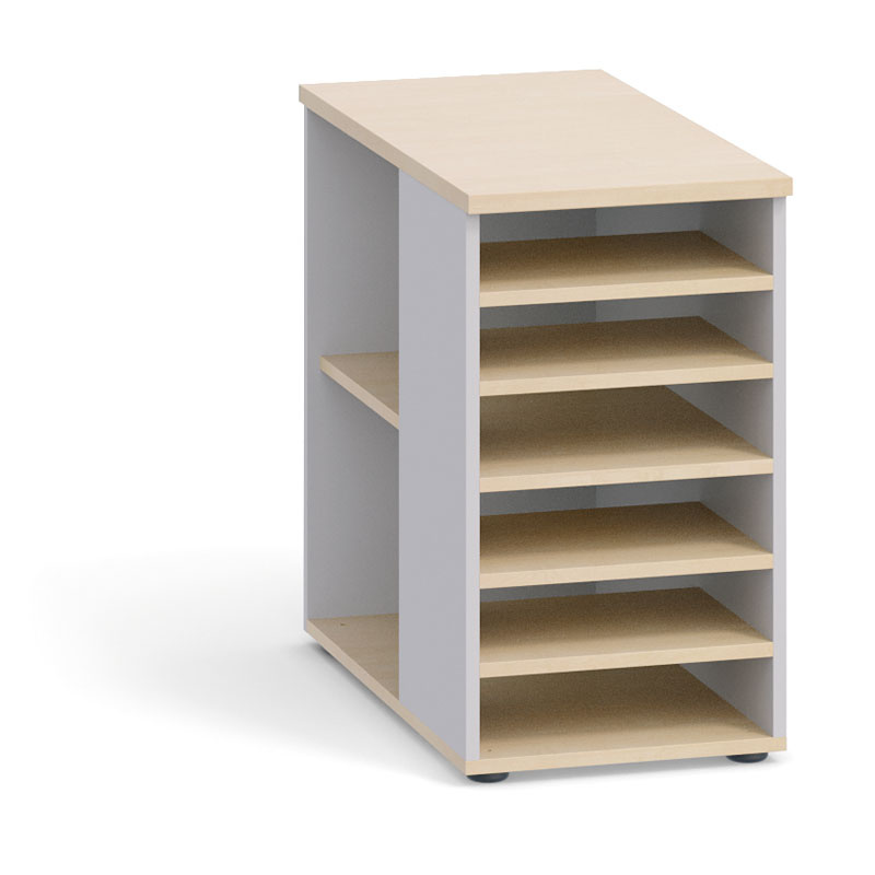 Dokumentenschrank mit Regalen PRIMO, grau / Birke, links