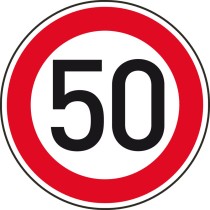 Dopravní značka – Nejvyšší dovolená rychlost 50