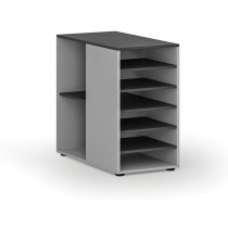 Dostawna szafka półkowa do biurka PRIMO GRAY, lewa, szara/grafit