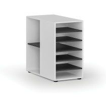 Dostawna szafka półkowa do biurka PRIMO WHITE, lewa, biała/grafit