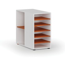 Dostawna szafka półkowa do biurka PRIMO WHITE, lewa, biała/wiśnia