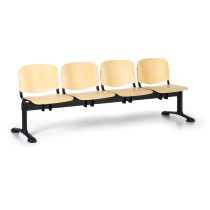 Drevená lavica do čakární ISO, 4-sedadlo, čierne nohy