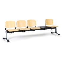 Drevená lavica do čakární ISO, 4-sedadlo, so stolíkom, chróm nohy