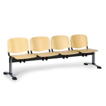 Dřevěná lavice do čekáren ISO, 4-sedák, chrom nohy
