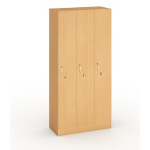 Dřevěná šatní skříňka, 3 oddíly, 1900x900x420 mm