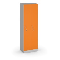 Drevená šatníková skrinka, 2 oddiely, 1900x600x420 mm, sivá/oranžová