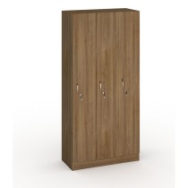 Drevená šatňová skrinka, 3 dvere, 1900 x 900 x 420 mm, orech