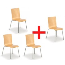 Drevená stolička s chrómovanou konštrukciou CLASSIC 3+1 ZADARMO