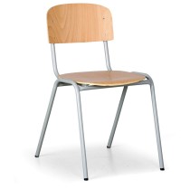 Drevená stolička so sivou lakovanou konštrukciou