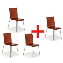 Dřevěná židle CLASSIC 3+1 ZDARMA, chromovaná konstrukce, ořech