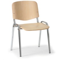 Dřevěná židle s chromovanou konstrukcí ISO, buk, nosnost 120 kg
