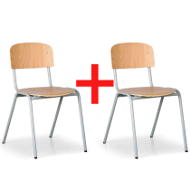 Drewniane krzesło do jadalni z metalową konstrukcją, 1+1 GRATIS