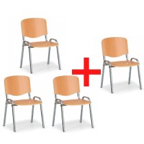Drewniane krzesło ISO, buk, kolor konstrucji chrom, nośność 120 kg, 3+1 GRATIS