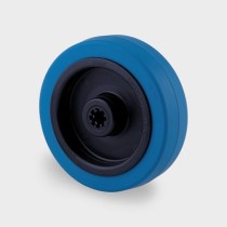 Einzelrad, Kunststoff, blauer Gummi, 100 mm