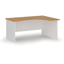 Ergonomický kancelářský pracovní stůl PRIMO WHITE, 1600 x 1200 mm, pravý, bílá/buk