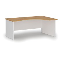Ergonomický kancelářský pracovní stůl PRIMO WHITE, 1800 x 1200 mm, pravý, bílá/buk