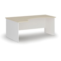 Ergonomický kancelársky pracovný stôl PRIMO WHITE, 1800 x 1200 mm, ľavý, biela/breza
