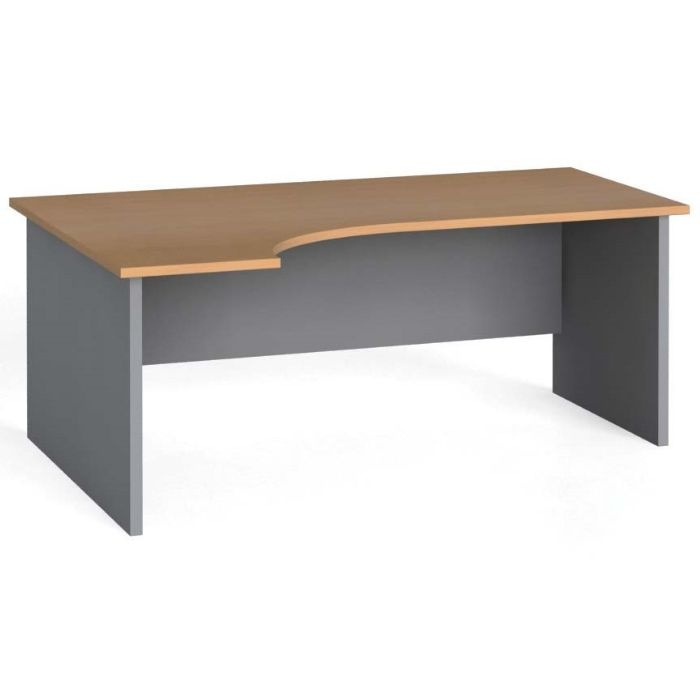 Ergonomischer Büroarbeitstisch PRIMO FLEXI, 1800 x 1200 mm, links, grau / Buche
