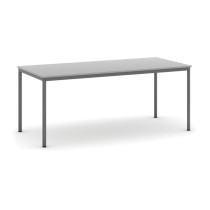 Esstisch, 1800 x 800 mm, Platte grau, Tischgestell dunkelgrau