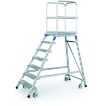 Fahrbare Aluminium-Plattformleiter - 7 Stufen, 1,68 m