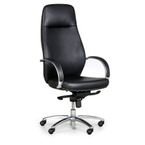 Fotel biurowy AXIS, prawdziwa skóra, czarny