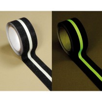 Fotoluminiscenčná protišmyková páska - 50 mm x 18,3 m, čierna s bielym pruhom