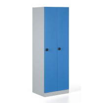 Garderobenschrank aus Stahl, zerlegt, Tür blau, Codeschloss